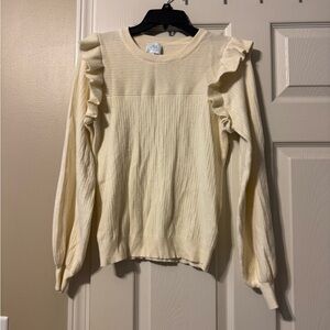 Cream Ruffled Women's Sweater